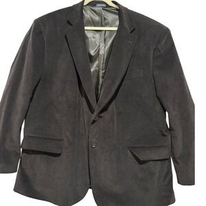 Stafford Mens Black Corduroy Blazer Sport Coat Big & Tall 54 R Elbow patch Y2K